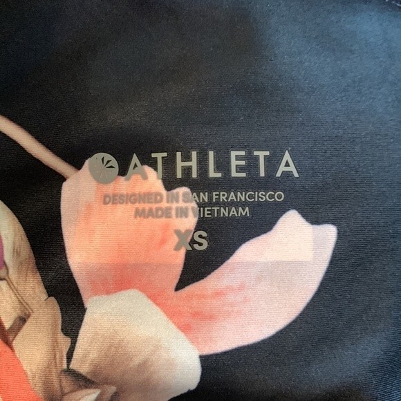 NWOT Athleta | Floral Leggings Black Pink Yoga Workout 82284 - Picture 5 of 7